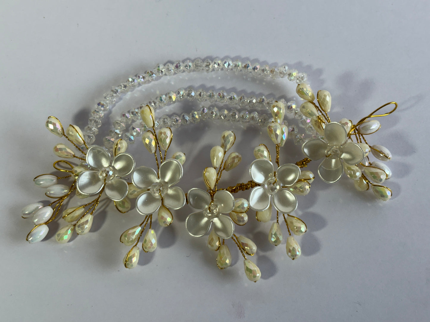 Crystal White Flower Hair Piece