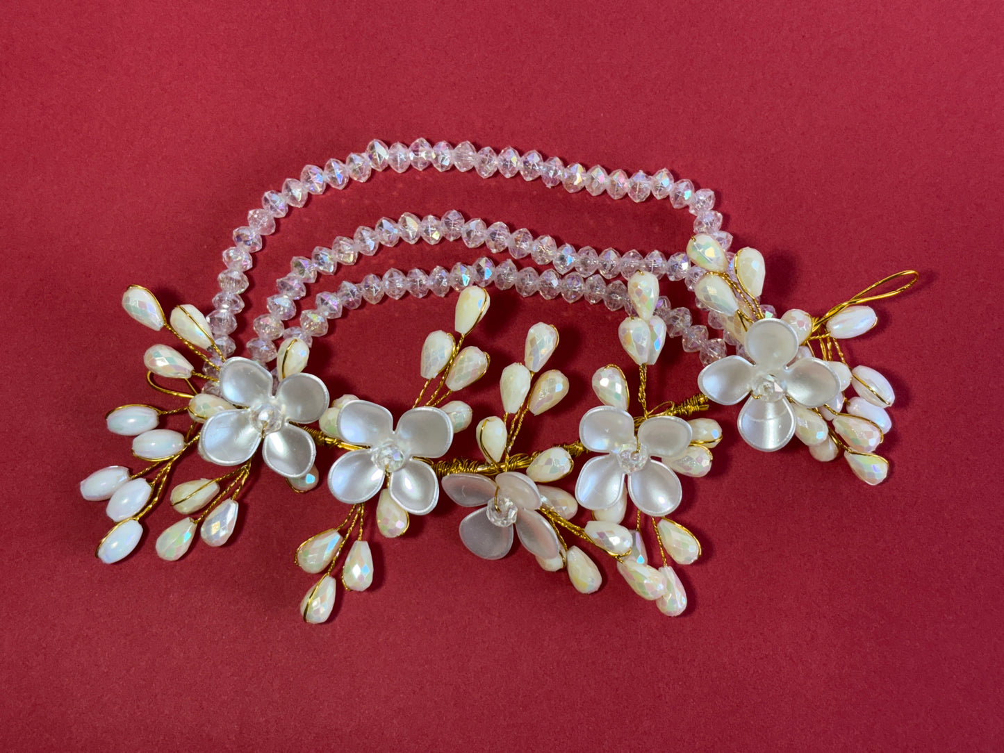 Crystal White Flower Hair Piece