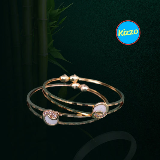 Elegant Gold-Plated Bracelet with Moonstone Inlay for Girls & Women | Elegant Bracelets for Occasion