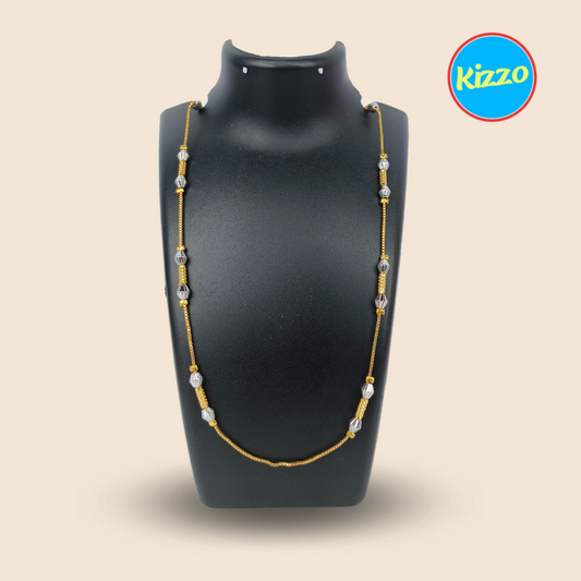 Gold-Plated Dokya Necklace for Women | Silver beads with golden art | Traditional Jewelry for Girls