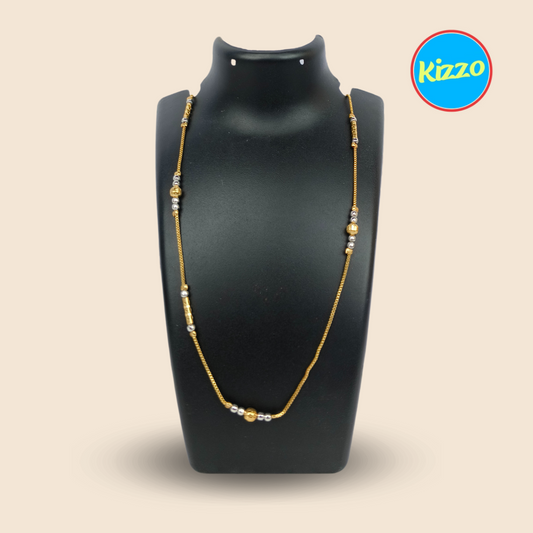 Gold-Plated Dokya Necklace for Women | Silver and Golden Beads| Traditional Jewelry for Girls