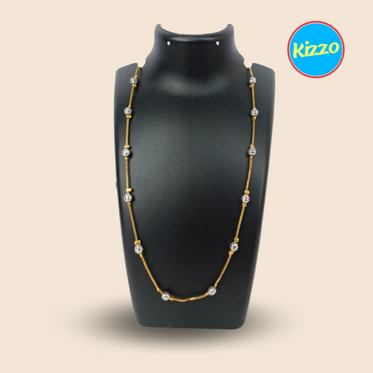 Gold-Plated Dokya Necklace for Women | Silver Beads Design | Traditional Jewelry for Girls