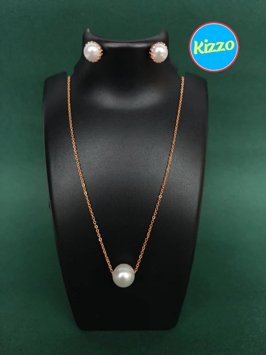 Elegant Pearl Chain Set with Chain and Earrings | For Women & Girls