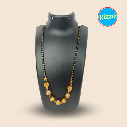 Gold-Plated Dokya Necklace for Women | Gold circular design with White circular beads | Traditional Jewelry for Girls