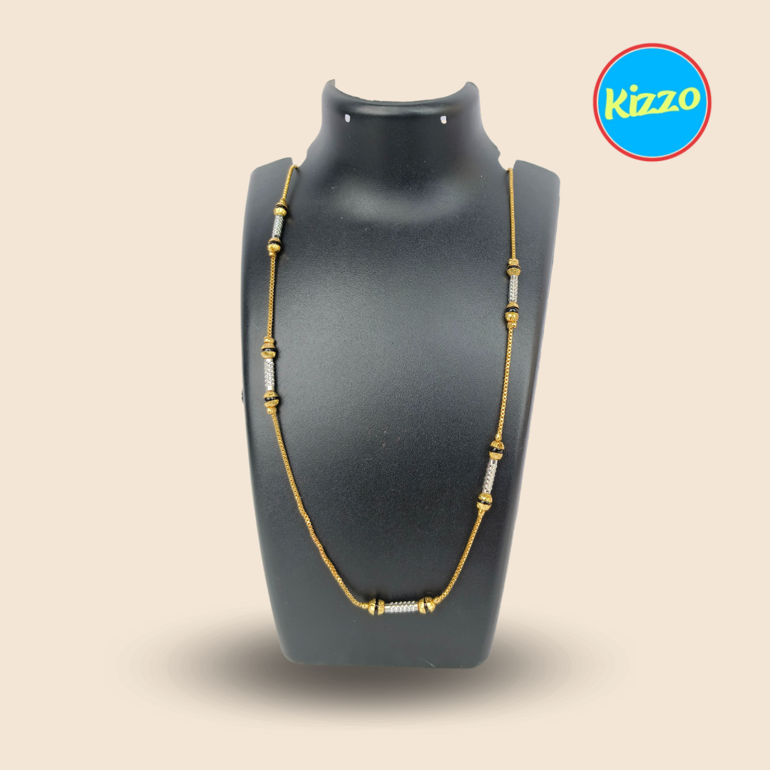 Gold-Plated Dokya Necklace for Women | Silver Designs with Black beads | Traditional Jewelry for Girls