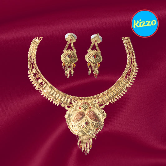 Unique & Trendy Floral Design Bridal Jewelery Set - Traditional Jewelery Set For Women And Girls