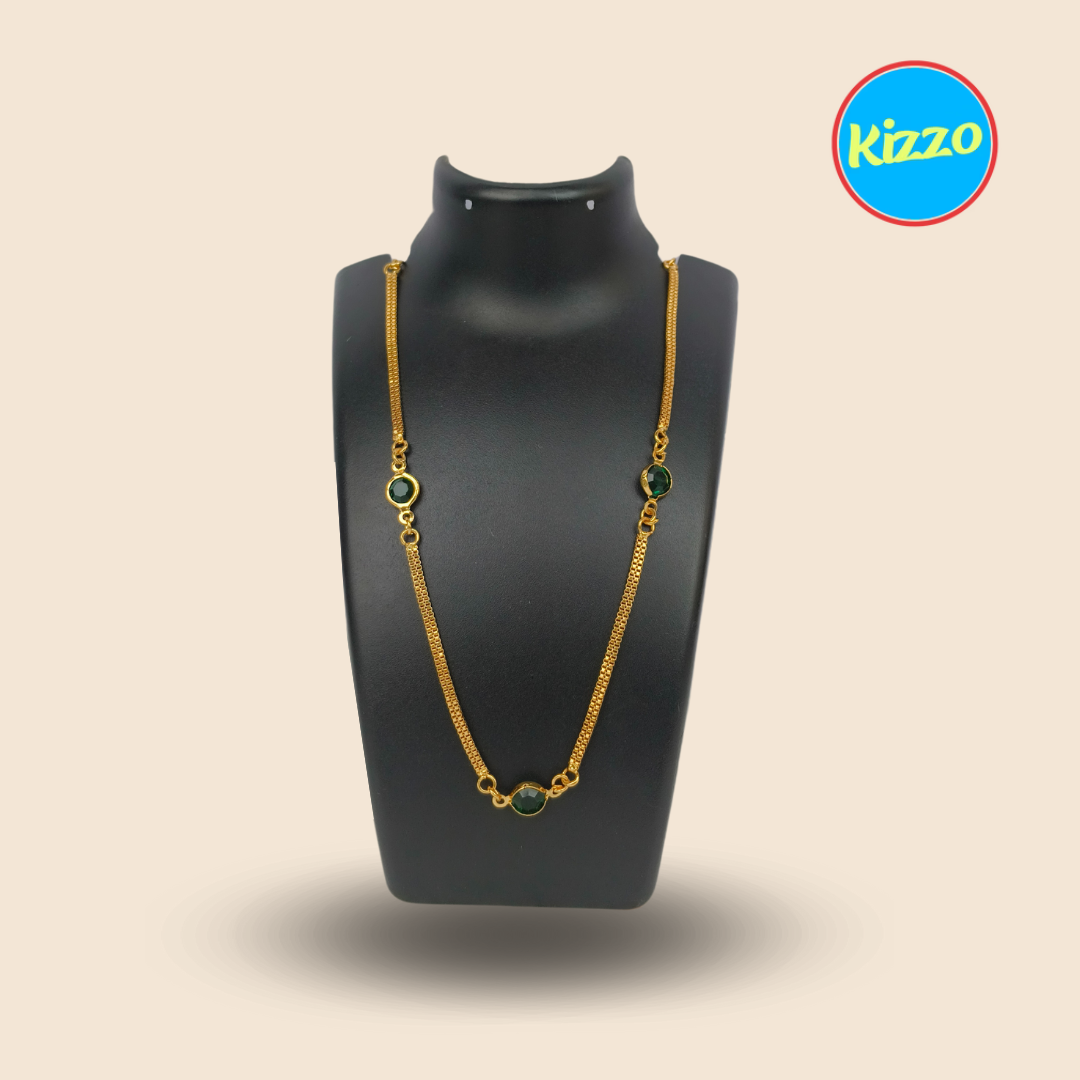 Gold-Plated Chain for Women | With Emerald Gemstones | Jewelery for Women & Girls