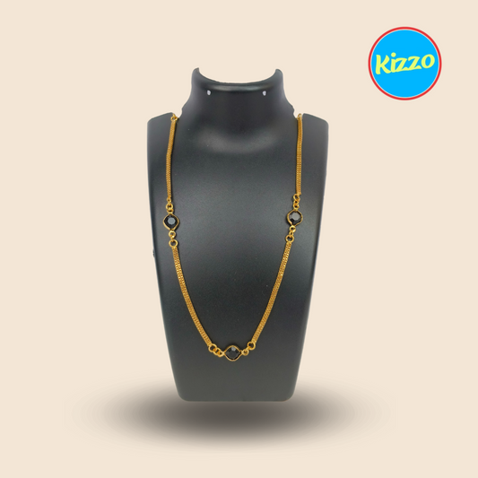 Gold-Plated Chain for Women |With Black Gemstone Jewelery | Jewelery for Women & Girls