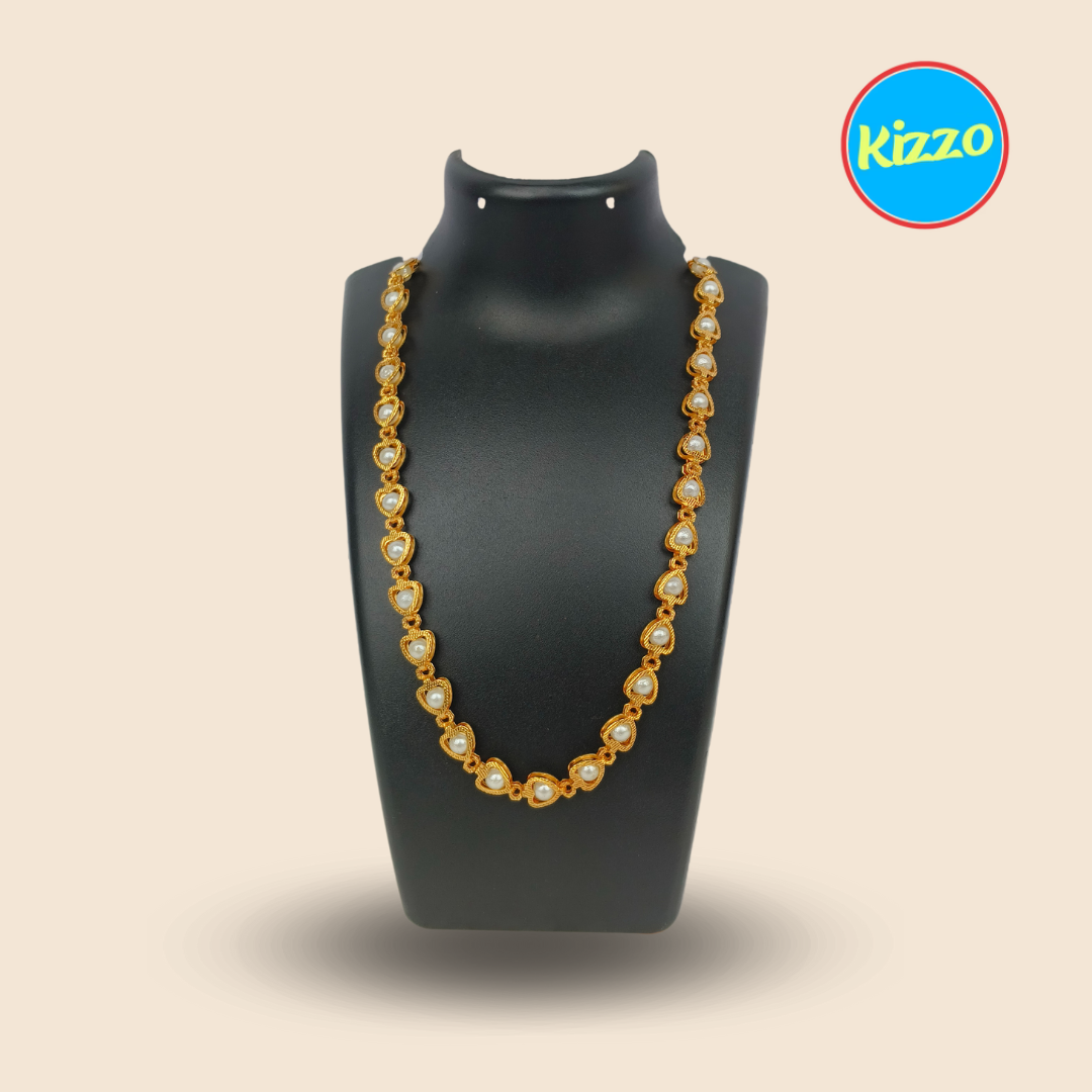 Elegant Gold-Plated Pearl Chain Necklace for Women | Traditional Jewelry | Jewelery for Women & Girls