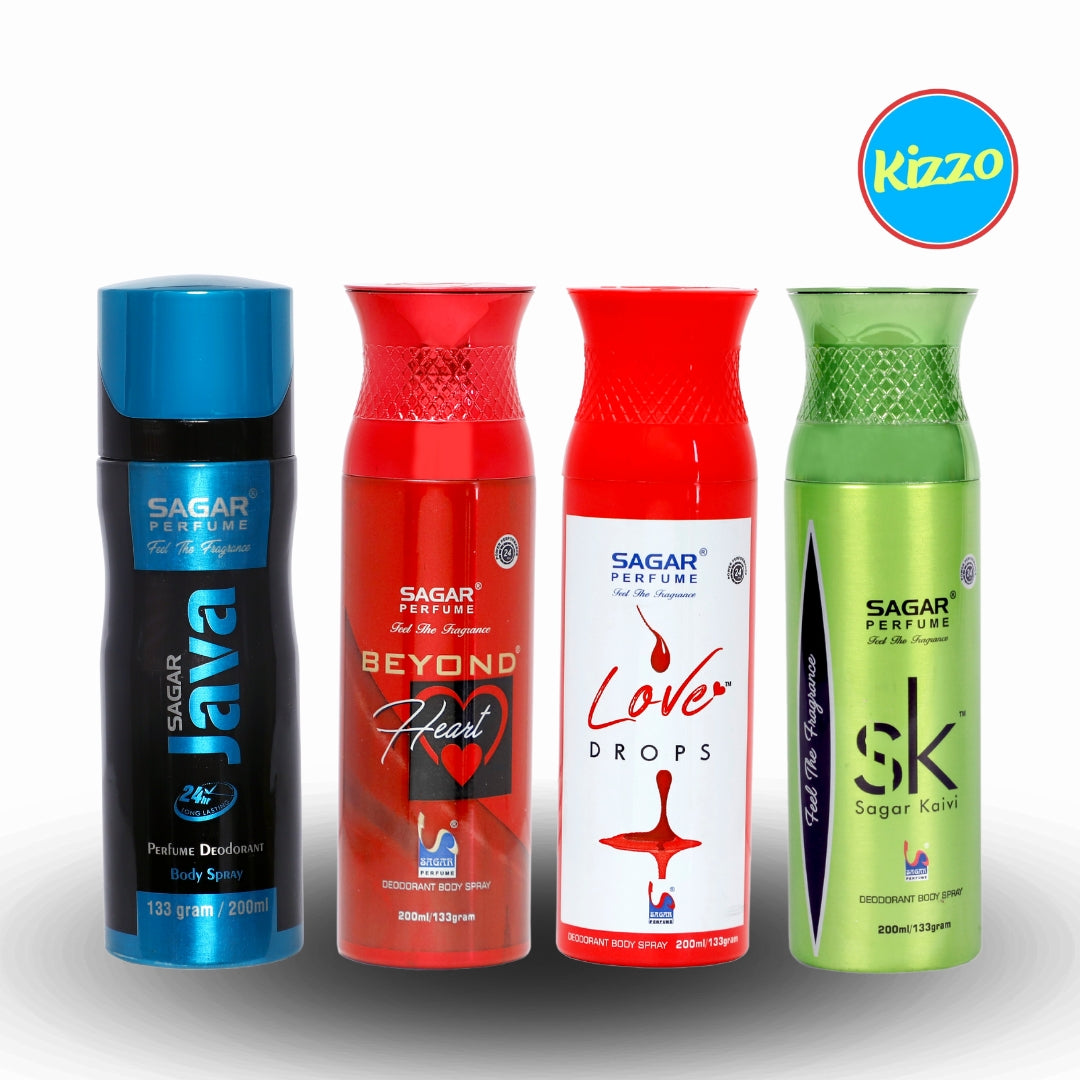 DEO 4 PCS COMBO SK GREEN & JAVA & LOVE DROPS & BEYOND HEART FOR MEN AND WOMEN