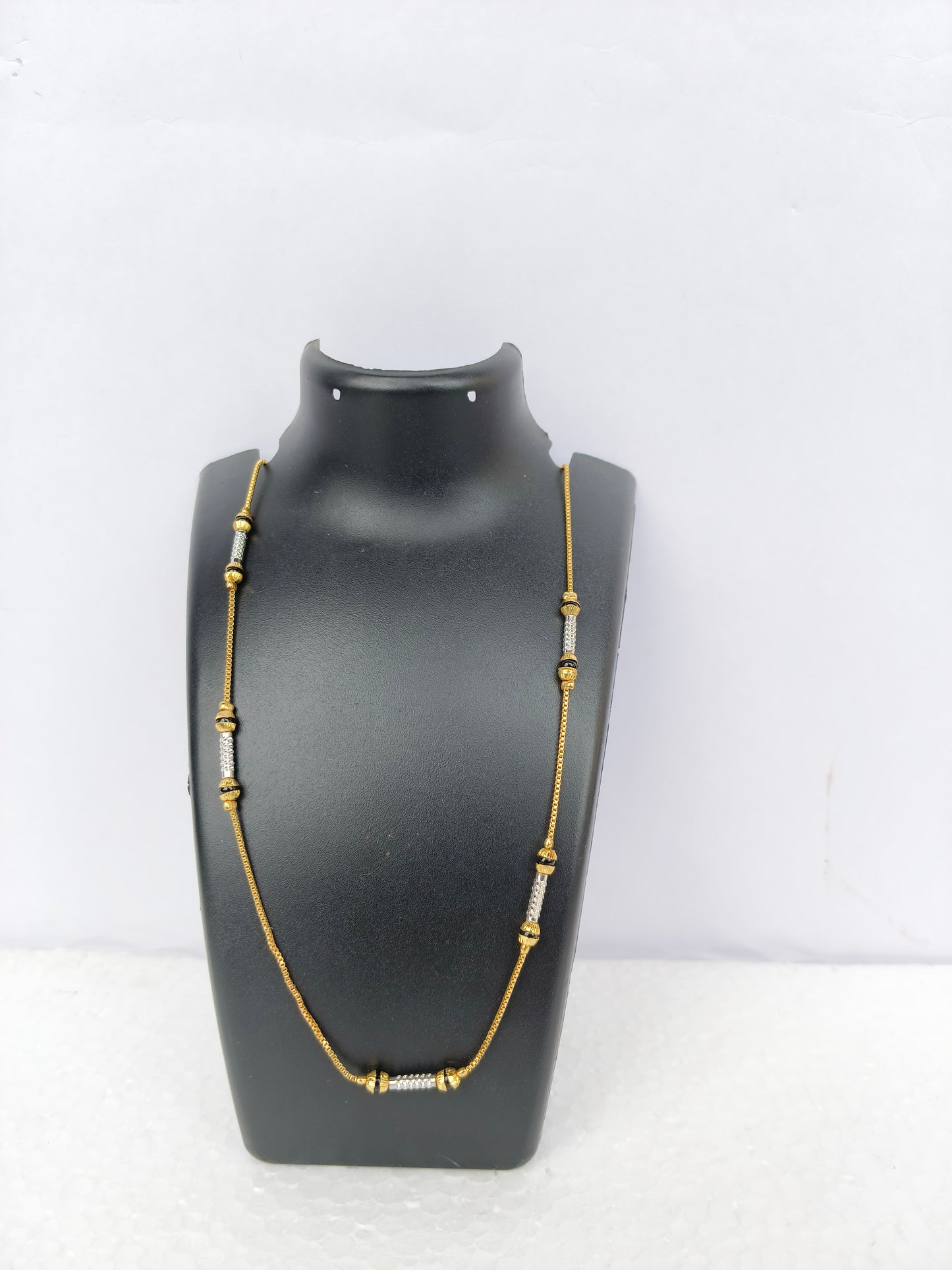 Gold-Plated Dokya Necklace for Women | Silver Designs with Black beads | Traditional Jewelry for Girls