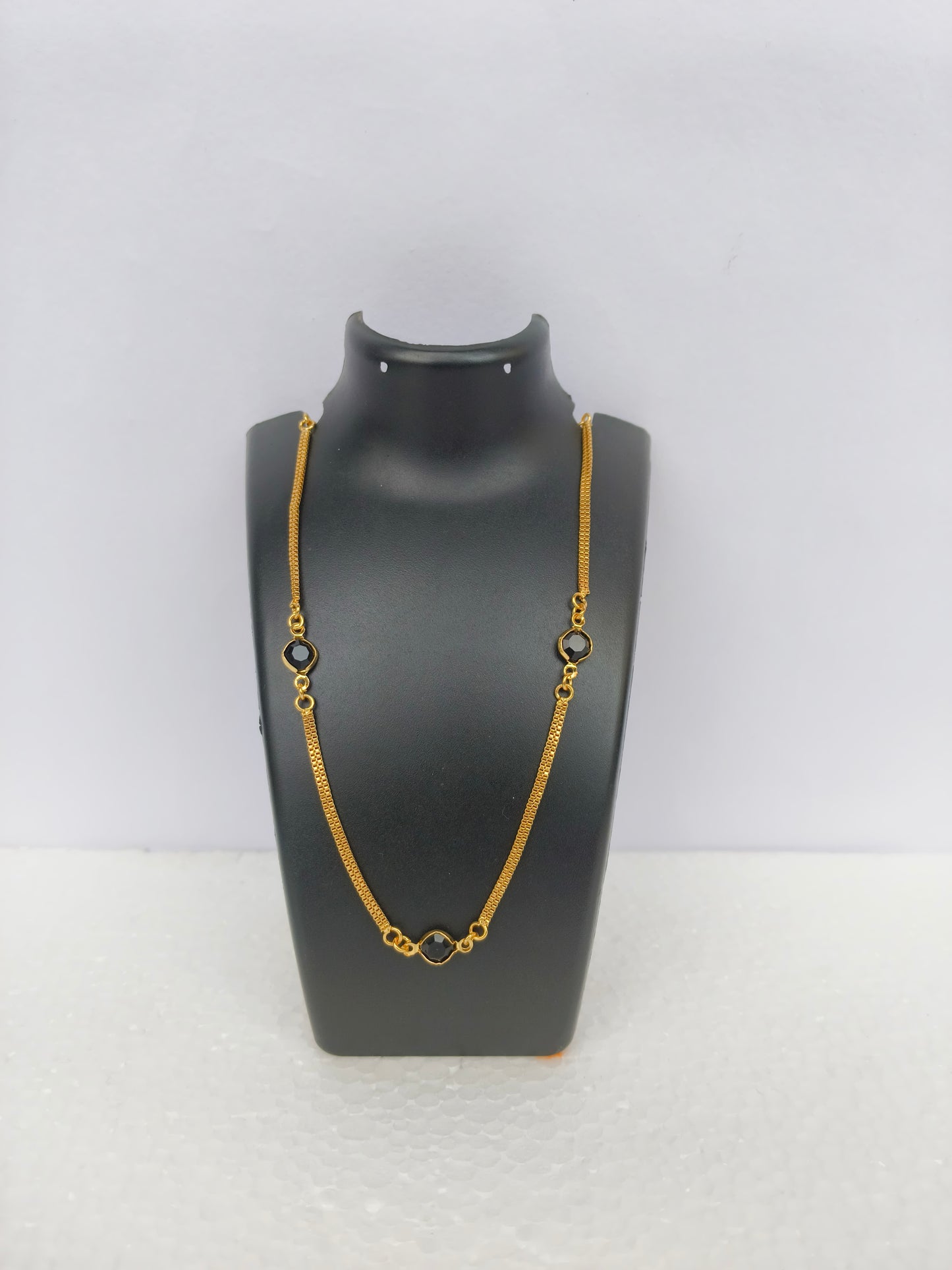 Gold-Plated Chain for Women |With Black Gemstone Jewelery | Jewelery for Women & Girls