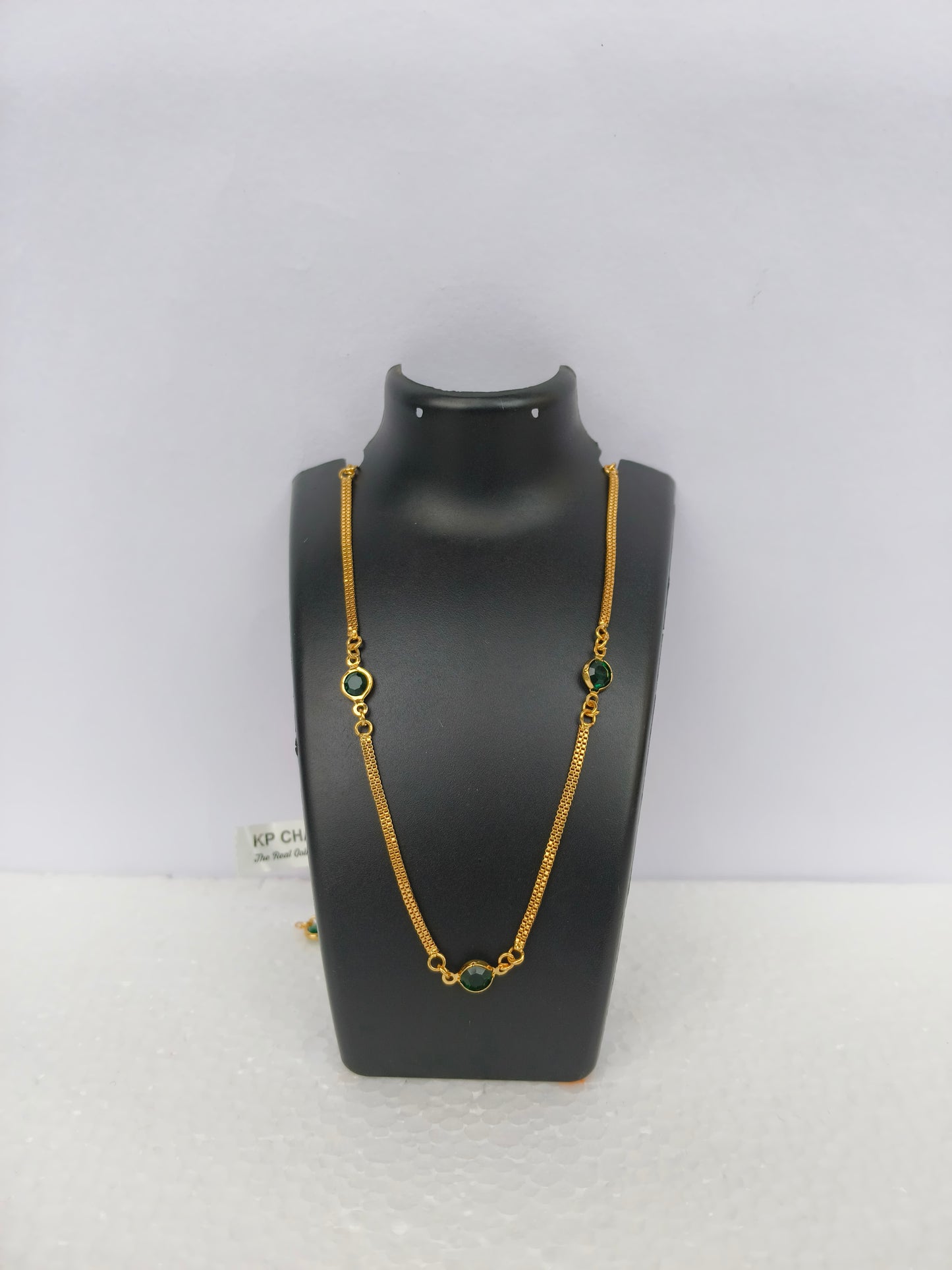 Gold-Plated Chain for Women | With Emerald Gemstones | Jewelery for Women & Girls