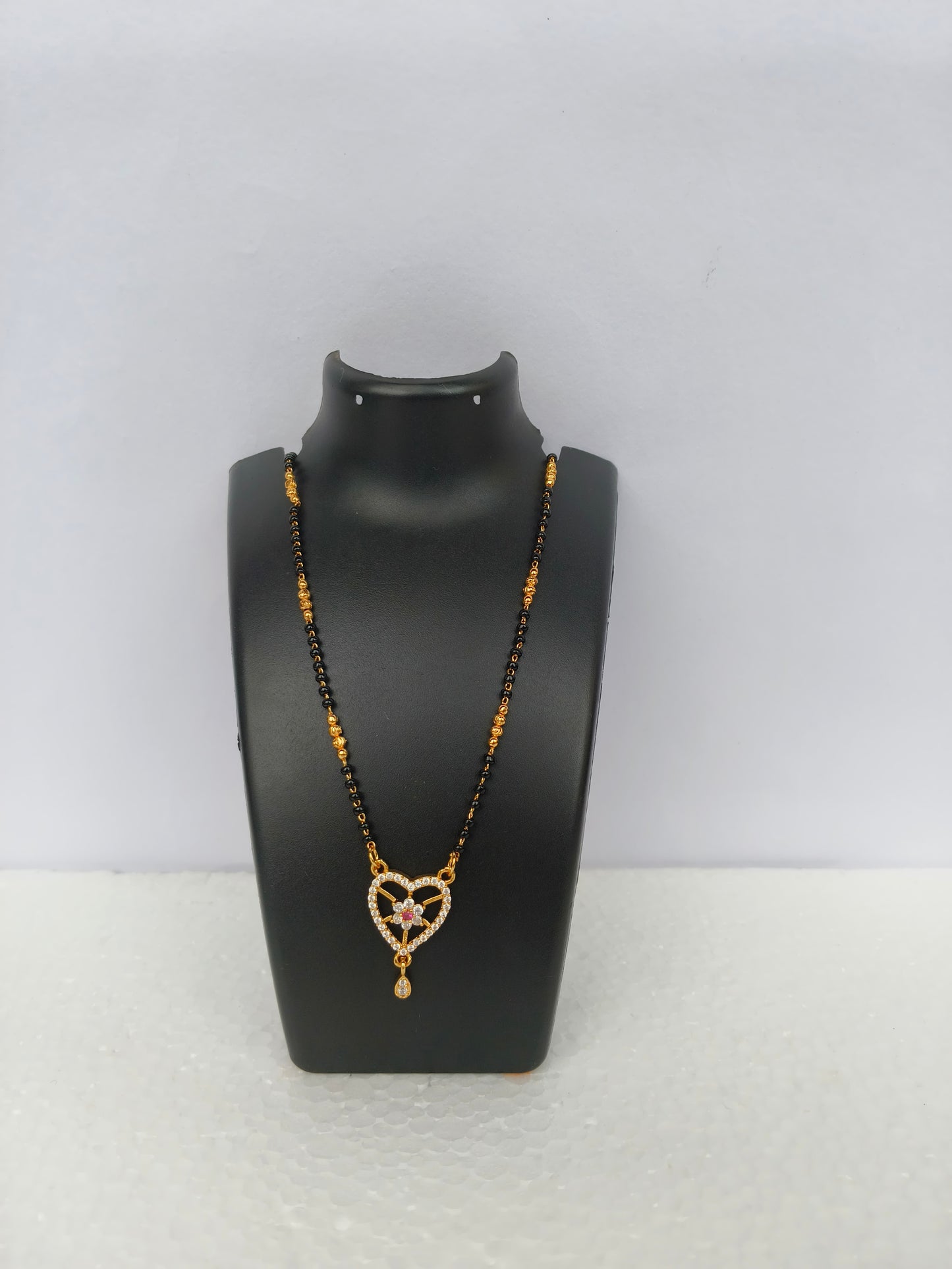 Elegant Black Bead Mangalsutra with Gold Pendant | For Women