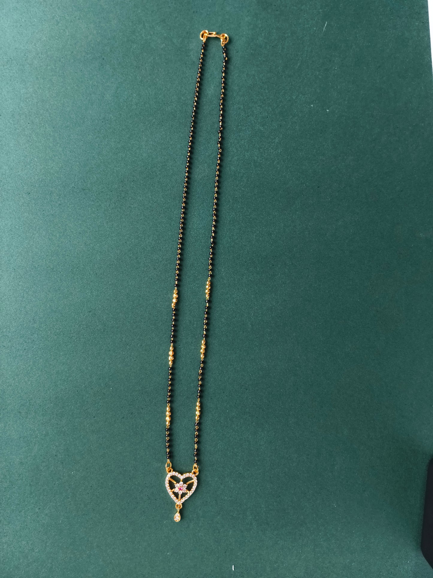 Elegant Black Bead Mangalsutra with Gold Pendant | For Women