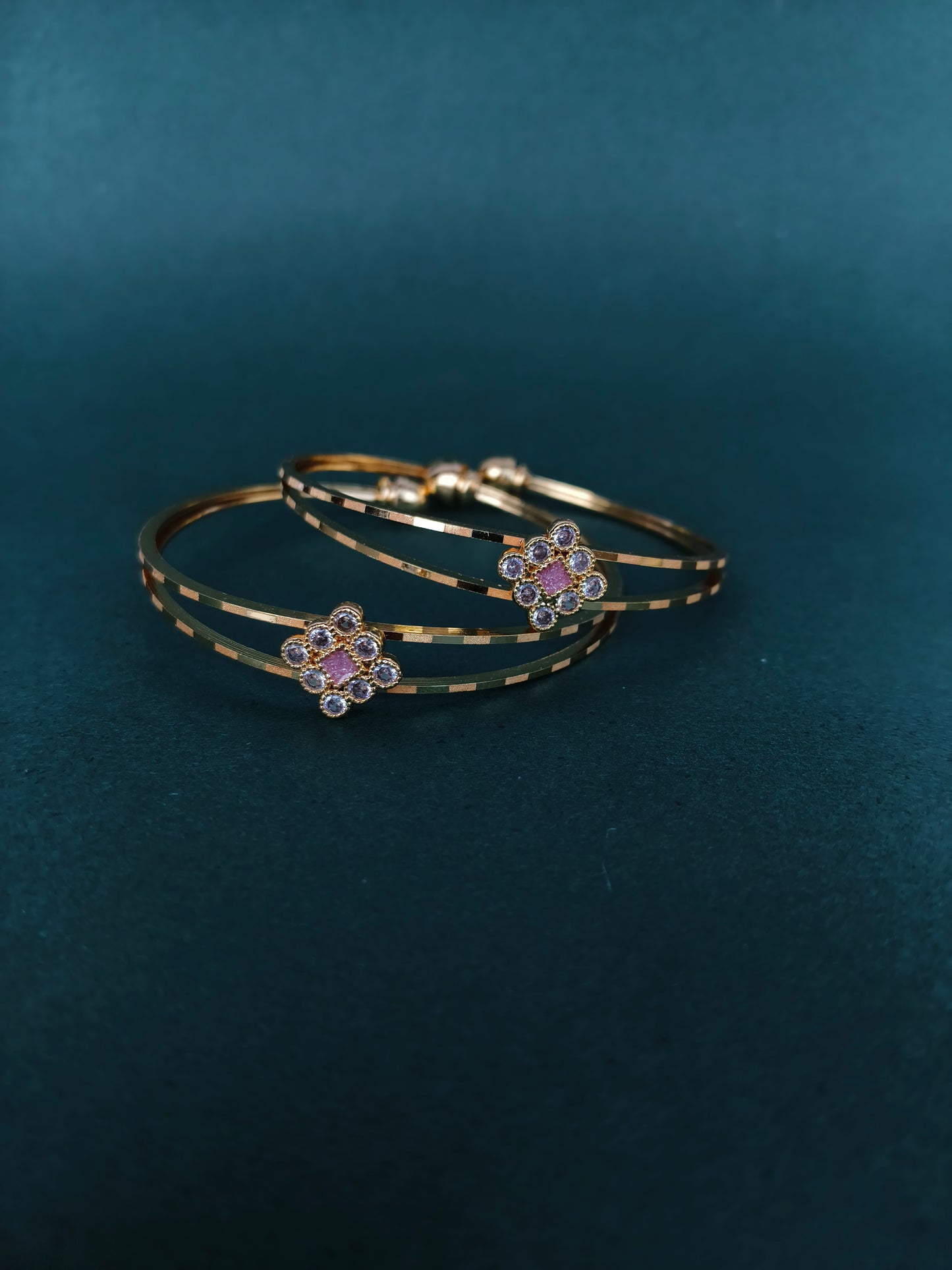 Traditional Gold-Plated Bracelet with Flower Charm for Girls & Women | Elegant Bracelets for Occasion