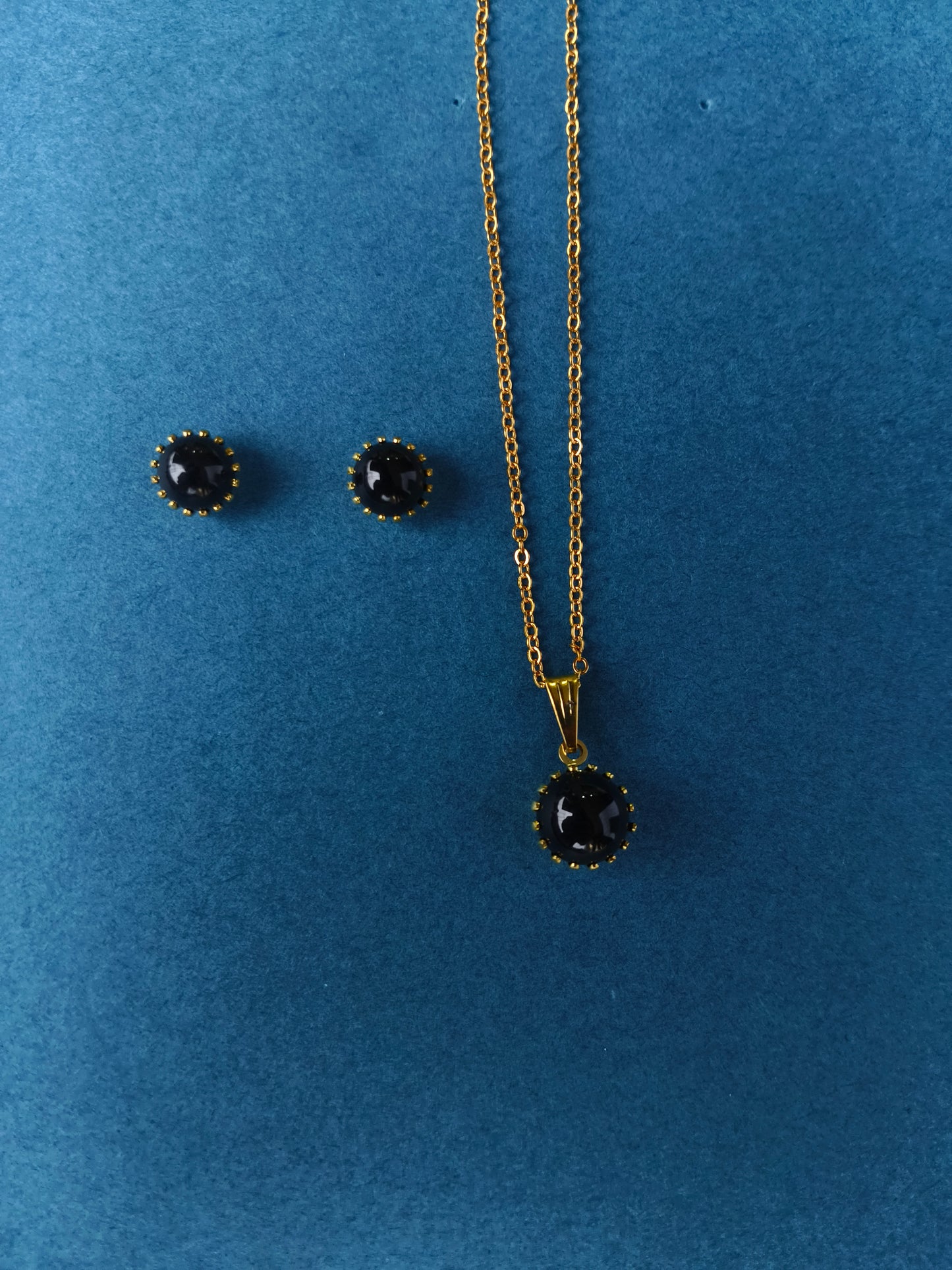 Gold Chain and Earrings - Black Gemstones | For Women & Girls