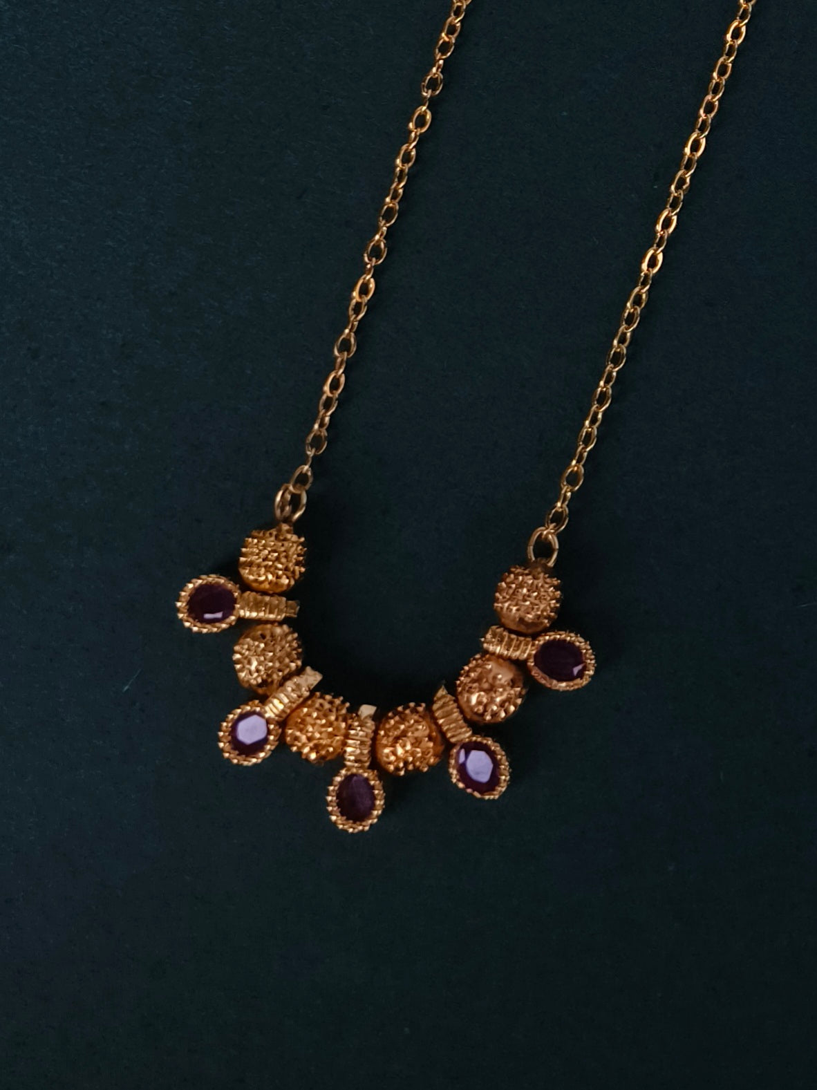 Gold Chain with Red Gemstones | For Women & Girls