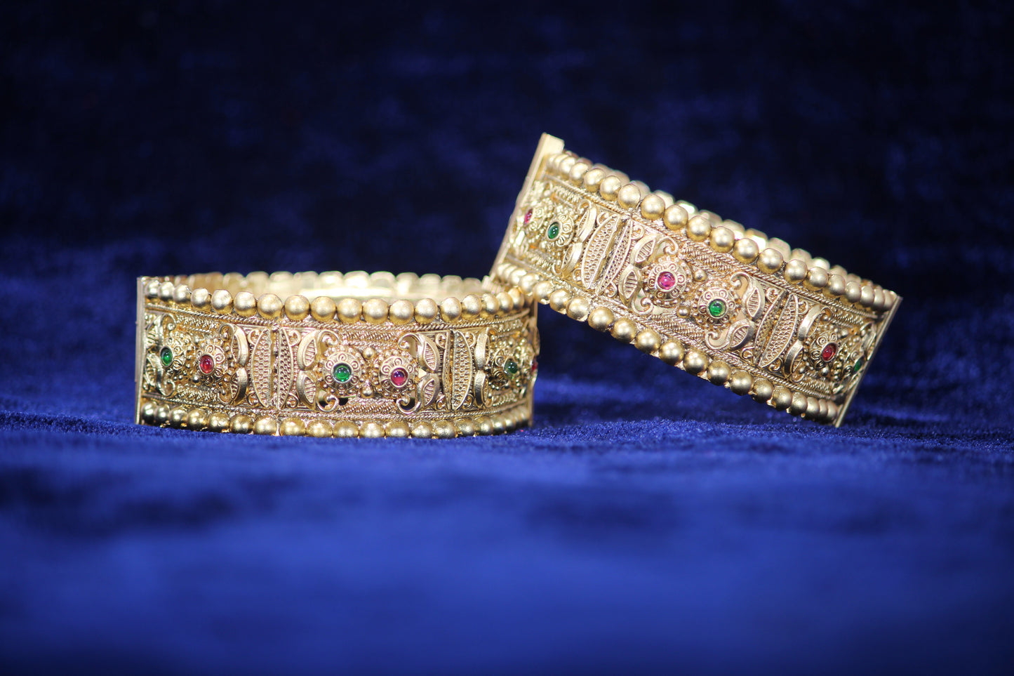 Gold-Plated Patla Bangles with Colorful Gemstones | Traditional design and patterns | For festive occasions or weddings