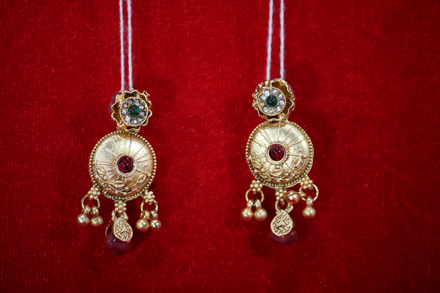 Traditional Indian Necklace with Intricate Floral Motifs and Hanging Bells- Traditional Jewelry for Women