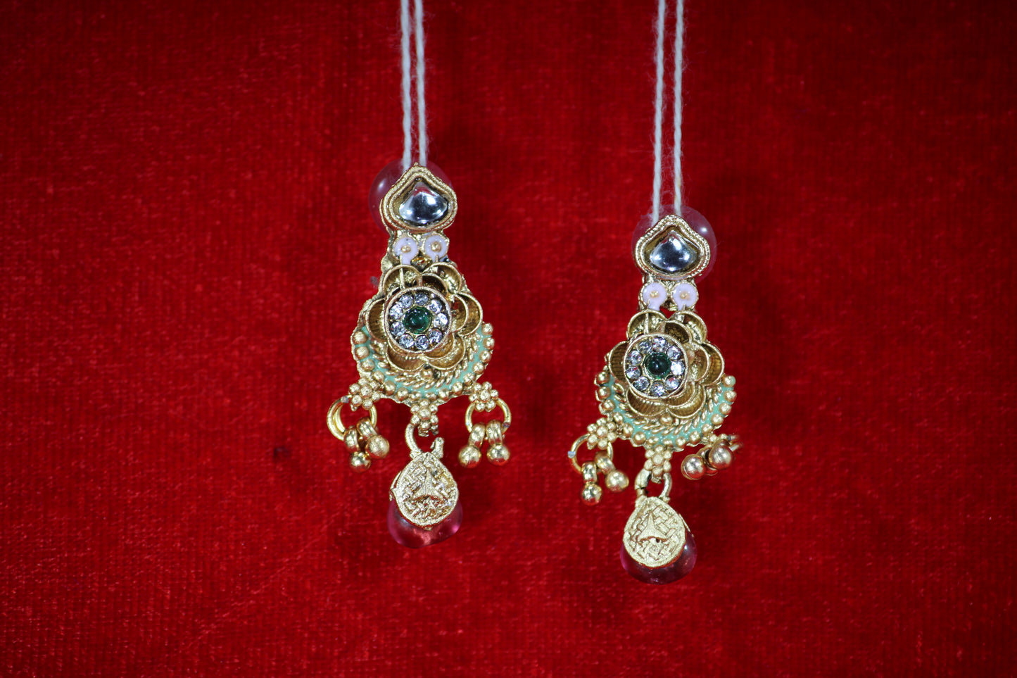 Handcrafted Bridal Necklace Set with Multicolored Stones and Ornate Pendant- Traditional Set For Women And Girls