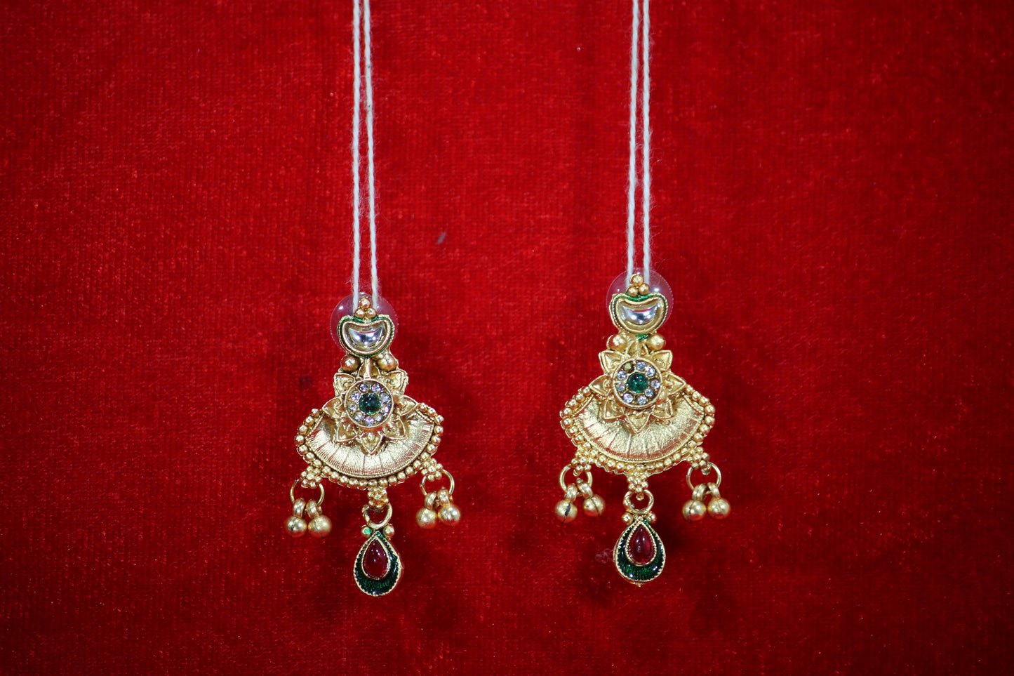 Bridal Necklace Set with Multicolored Stones and Ornate Pendant- Traditional Set For Women And Girls