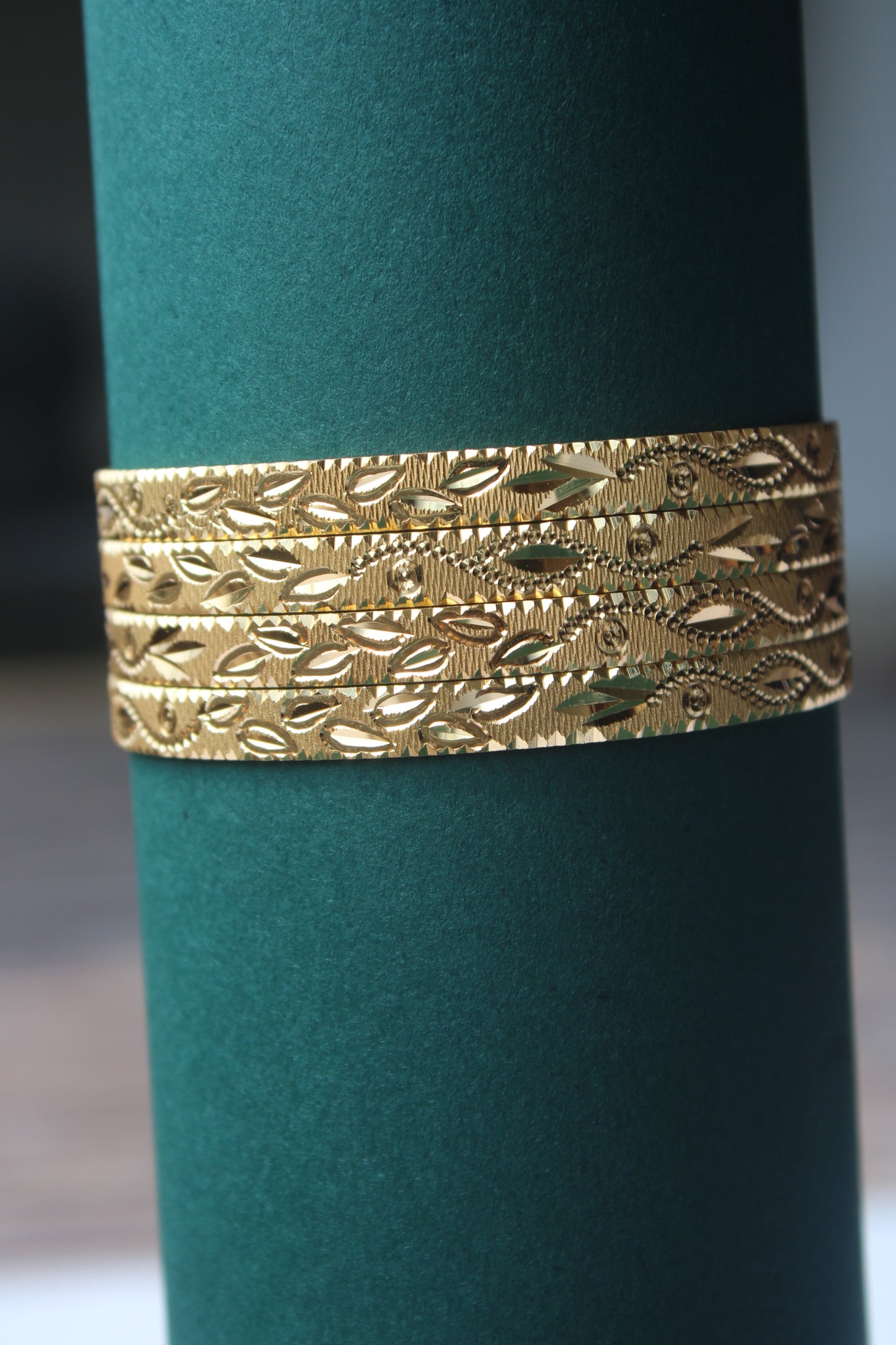 Unique Leaf Design Gold-Plated Patla Bangles For Women – Ethnic Jewelry Collection