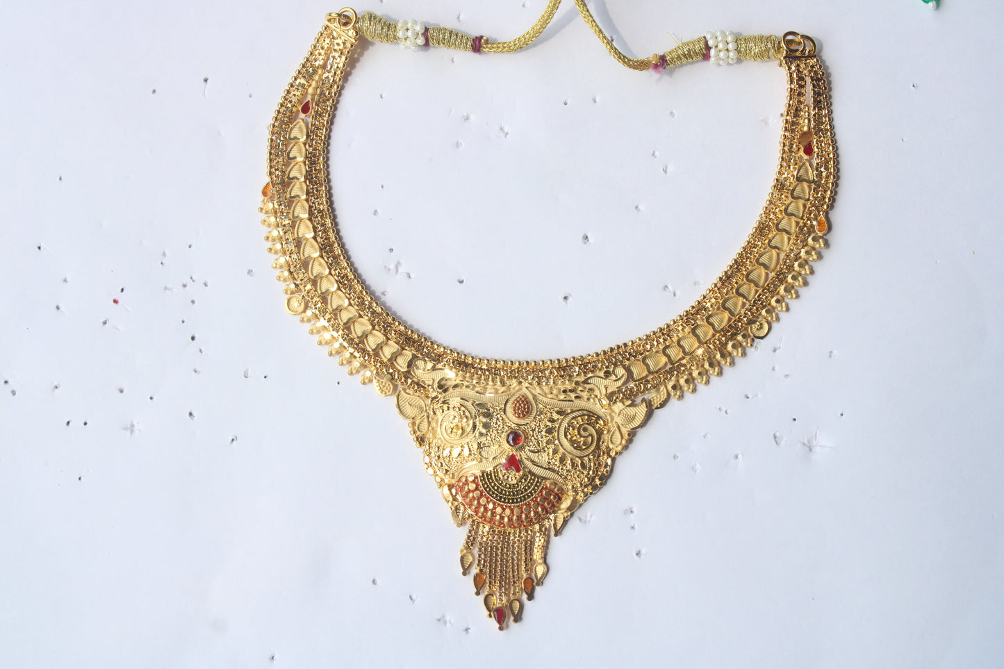 Unique & Trendy Bridal Jewelery Set with Red Stone - Traditional Jewelery Set For Women And Girls