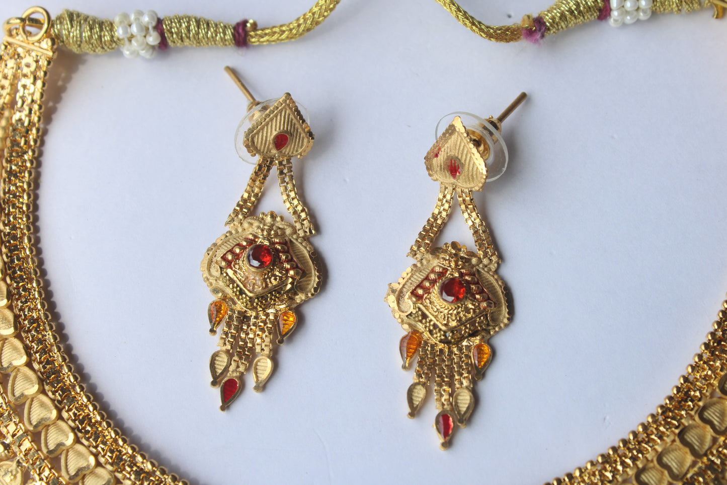 Unique & Trendy Bridal Jewelery Set with Red Stone - Traditional Jewelery Set For Women And Girls