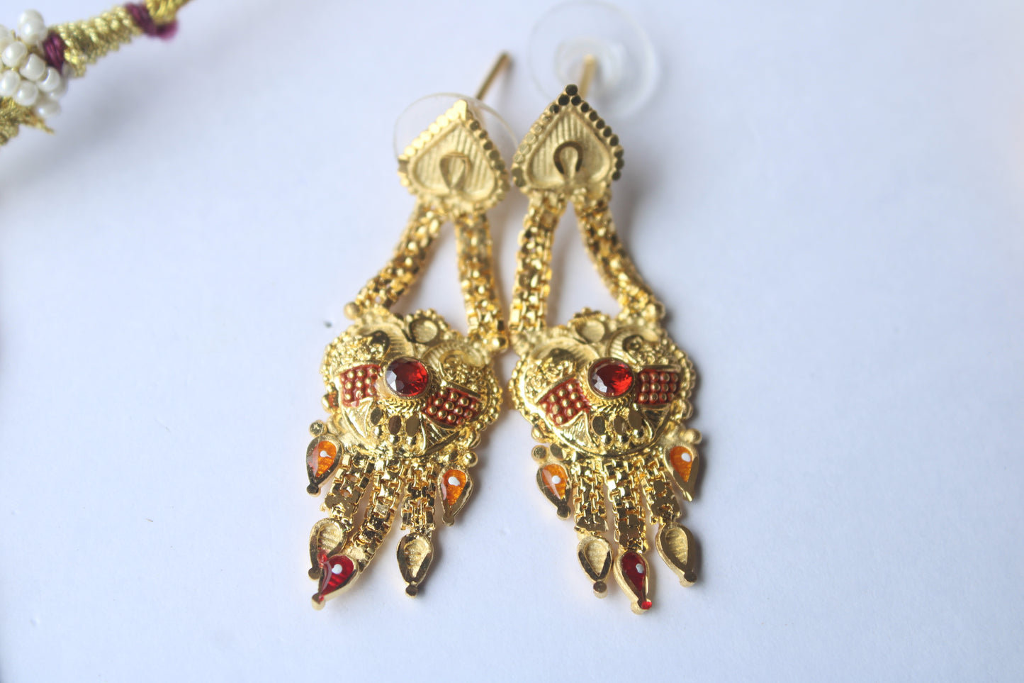 Unique Traditional Design Bridal Jewelery Set with Red Stone - Traditional Jewelery Set For Women And Girls